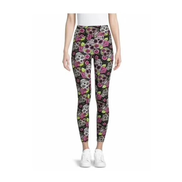 NoBo Womens Sugar Skull High Rise Halloween Sueded Leggings Soft 2XL XXL/19 - Picture 7 of 9